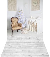 świąteczne tło z kominkiem i choinką sw002