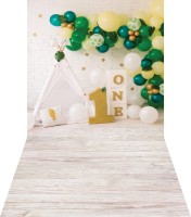 Urodzinowe tło fotograficzne z zielonymi balonami brd062