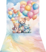 Malowane tło akwarelowe z misiem i balonami bearp004