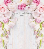 Tło fotograficzne na ślub ze srebrnym napisem 180x200 WEDD248