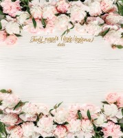 Tło fotograficzne na ślub ze srebrnym napisem 180x200 WEDD257