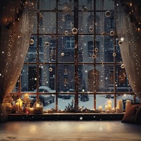 Ścianka okno z zasłonami SW289