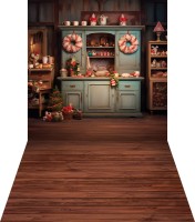 tło świąteczne z kredensem z podłogą sw259