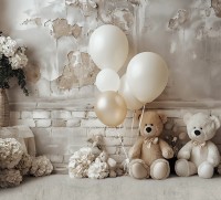 tło fotograficzne na tkaninie w stylu boho z misiami misie_boho002