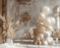 szerokie tło fotograficzne 250x200 w stylu boho z misiami misie_boho004