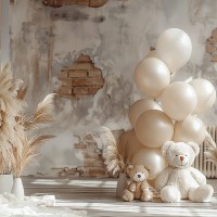 Tło fotograficzne z misiami w stylu boho misie_boho004