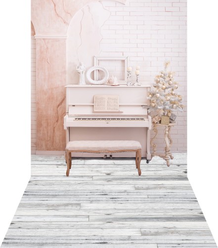 Świąteczne tło fotograficzne  z białym pianinem sw220