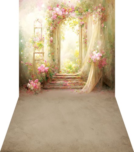 Tło fotograficzne wiosenne z kwiatami i oknem wsn058