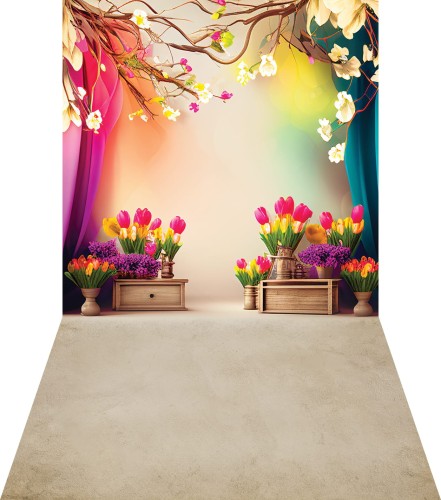 Tło winylowe wiosenne z tulipanami wsn059