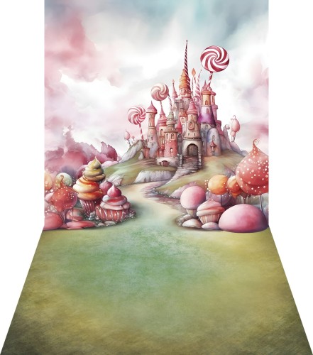 Tło winylowe cukierkowa kraina candy001
