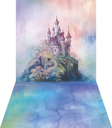 Winylowe tło fotograficzne jak malowane bajkowy zamek zmp004