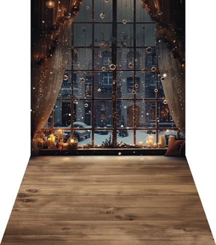 Tło z podłogą okno z zasłonami SW289