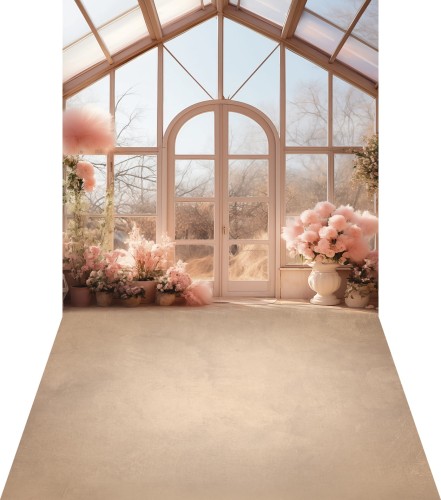 Kwiatowe tło winylowe wiosenne szklarnia wsn072