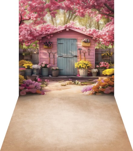 Tło wiosenne domek narzędziowy wsn098