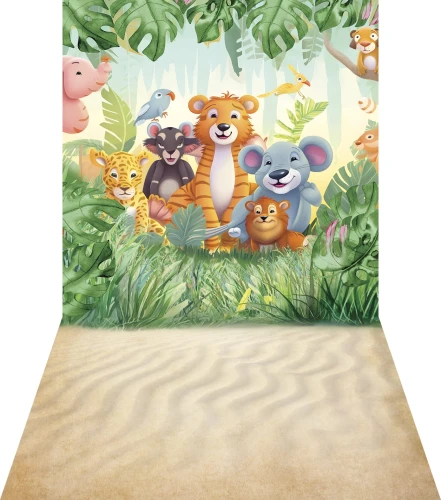 Tło dziecięce kolorowe zoo002