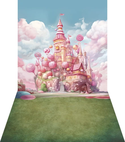 Tło winylowe cukierkowa kraina candy002