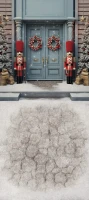 Tło świąteczne z podłogą z dziadkiem do orzechów i drzwiami sw228