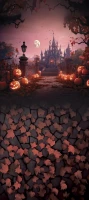 Tło na halloween z zamkiem i dyniami HA049