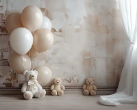 szerokie tło fotograficzne 250x200 w stylu boho z misiami misie_boho001