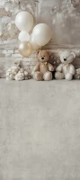 Tło fotograficzne z podłogą w stylu boho z misiami misie_boho002