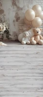 Tło fotograficzne z podłogą w stylu boho z misiami misie_boho005