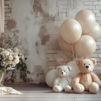 Tło fotograficzne z misiami w stylu boho misie_boho005