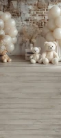 Tło fotograficzne z podłogą z misiami w stylu boho misie_boho007