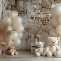 Tło fotograficzne z misiami w stylu boho misie_boho007