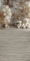 Tło fotograficzne z podłogą w stylu boho z misiami misie_boho007