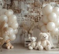 tło fotograficzne na tkaninie w stylu boho z misiami misie_boho007
