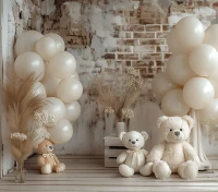 szerokie tło fotograficzne 250x220 w stylu boho z misiami misie_boho007