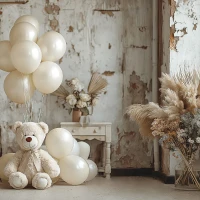 Tło fotograficzne z misiami w stylu boho misie_boho008