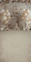 Tło fotograficzne z podłogą z misiami w stylu boho misie_boho009