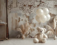 szerokie tło fotograficzne 250x200 w stylu boho z misiami misie_boho010