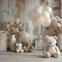 Tło fotograficzne z misiami w stylu boho misie_boho011