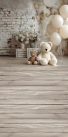 Tło fotograficzne z podłogą 200x400 w stylu boho z misiami misie_boho012