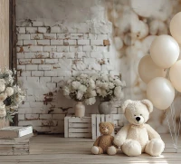 szerokie tło fotograficzne 220x200 w stylu boho z misiami misie_boho012