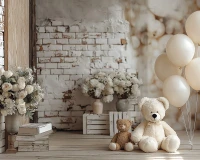 szerokie tło fotograficzne 250x200 w stylu boho z misiami misie_boho012