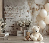 szerokie tło fotograficzne 250x220 w stylu boho z misiami misie_boho012
