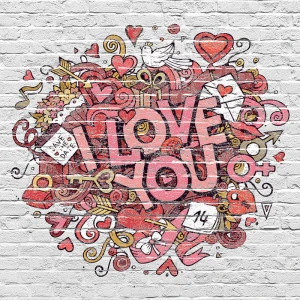 Tło fotograficzne winylowe, ścianka, flat lay, paski, serduszka i graffiti 510g - GRAFF002