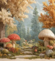 Baśniowe tło do zdjęć z polaną pełną grzybów – JSN107 180x200.JPG