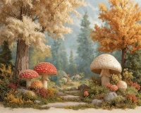 Baśniowe tło do zdjęć z polaną pełną grzybów – JSN107 250x200.JPG