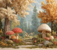 Baśniowe tło do zdjęć z polaną pełną grzybów – JSN107 250x220.JPG